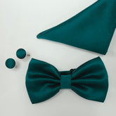 ZINC GREEN TEXTURED BOW TIE SET